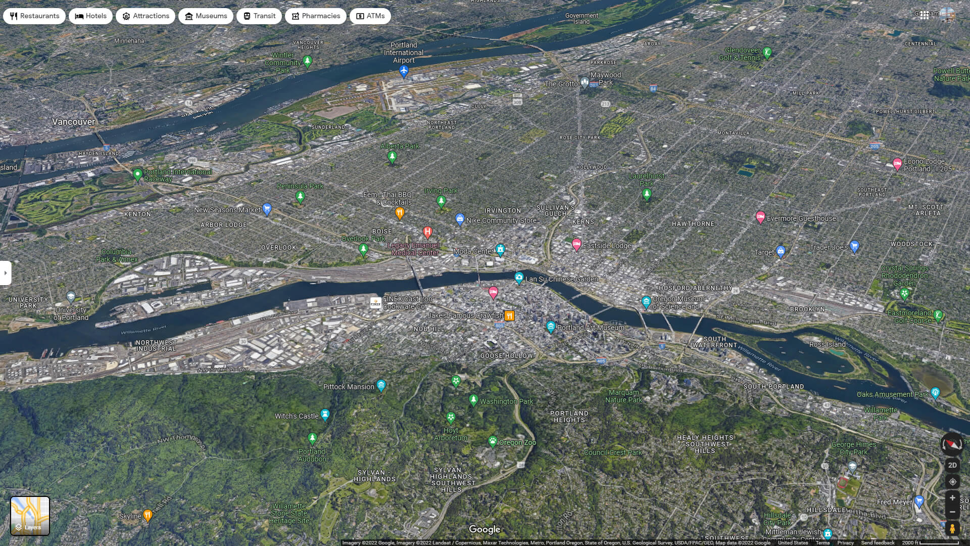 Portland Aerial Map Oregon